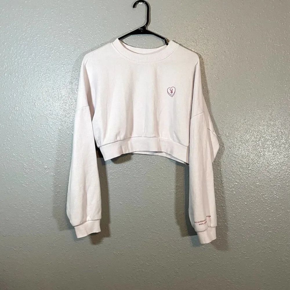 PLAYBOY Light Pink Cropped Heart Sweatshirt